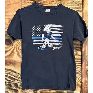 DARE To Resist Drugs And Violence Daren The Lion Blue Line T-Shirt Size Small